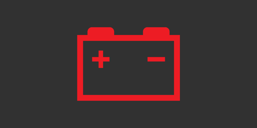Symbol: Rødt batteri.