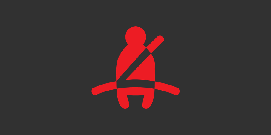 Symbol: Rød person med sikkerhedssele.