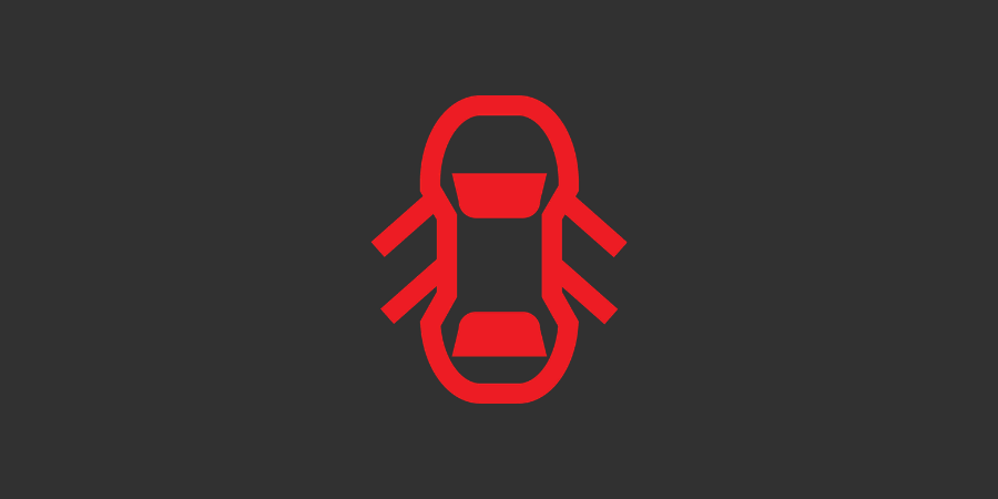 Symbol: Rød bil med åbne døre og/eller motorhjelm